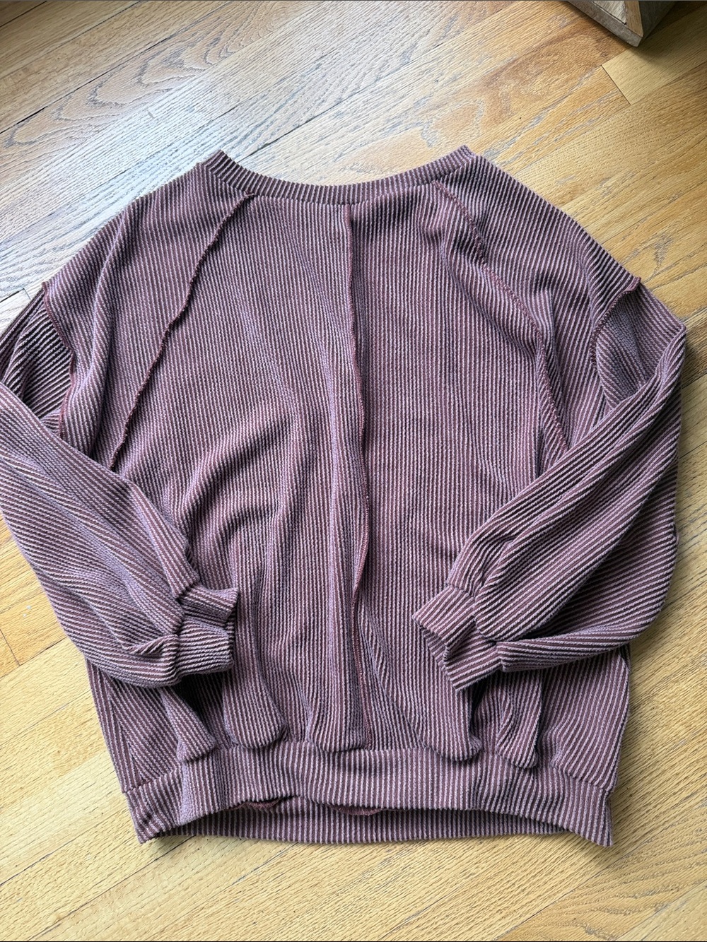 Fantastic Fawn Made in California Ribbed Scoop Neck Sweatshirt - Mauve